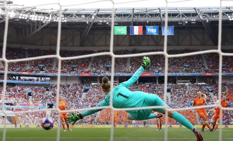 Image of a goalkeeper making a save during the Women's World Cup