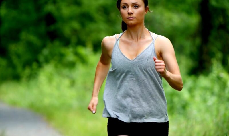 Woman running on a summer day