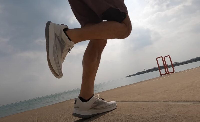 Close up view of runner's shoes