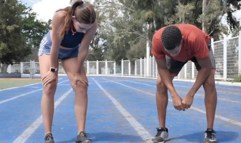 Two tired runners after practice