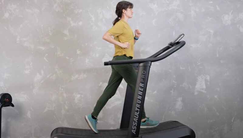 Girl running on a treadmill