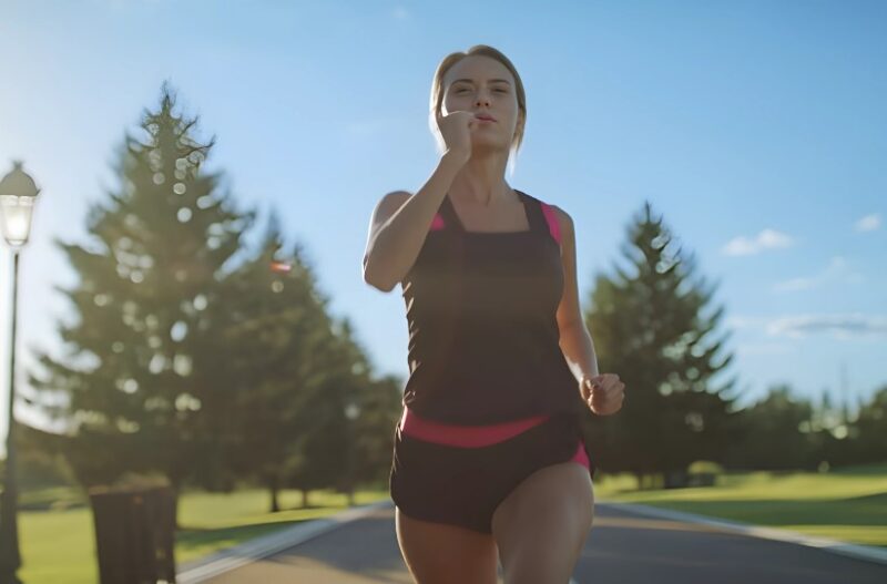 A woman enjoying her morning jog in the park