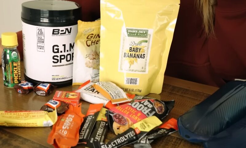 Nutrition products for runners, on a table
