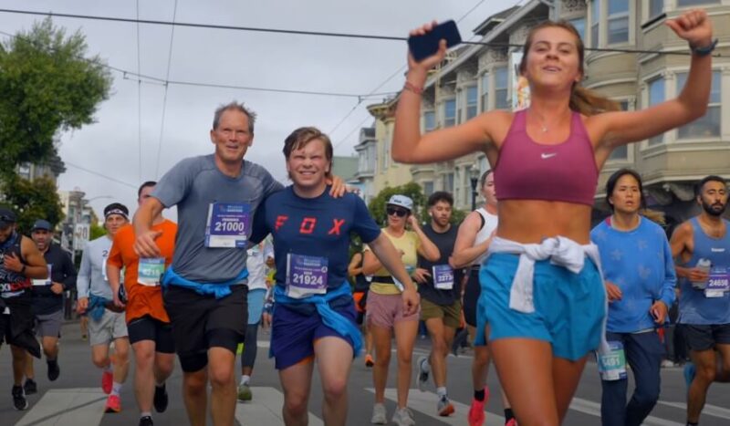 Marathon runners of all ages and abilities pushing forward