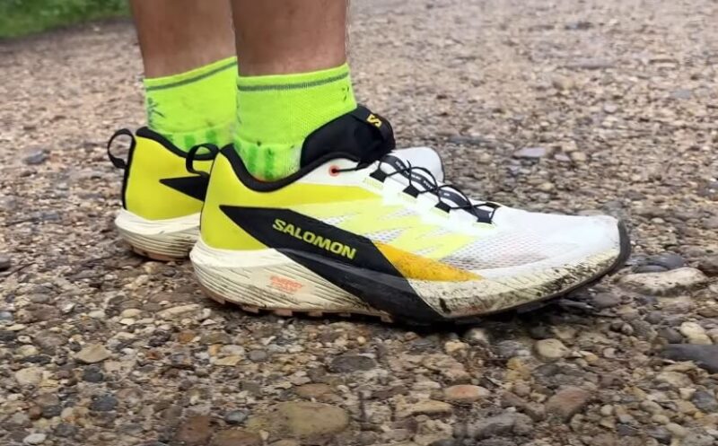 Close-up view of performance running shoes