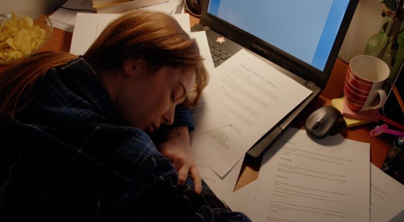 A person fell asleep during study