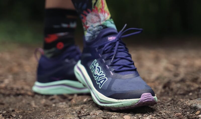 Close up of a Honka trail running shoe