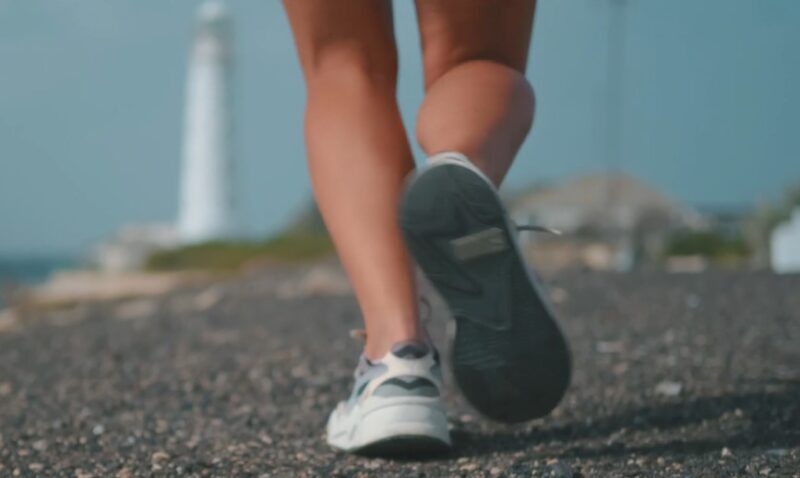 A person running, close up photos of runner's legs