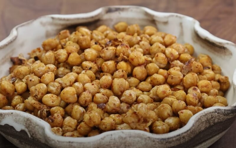 Roasted chickpeas in a bowl